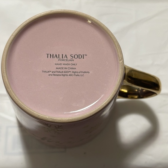 Thalia Sodie “Merry” Coffee Tea Mug Cup 16Oz Pink & Golden Porcelain - Picture 5 of 7